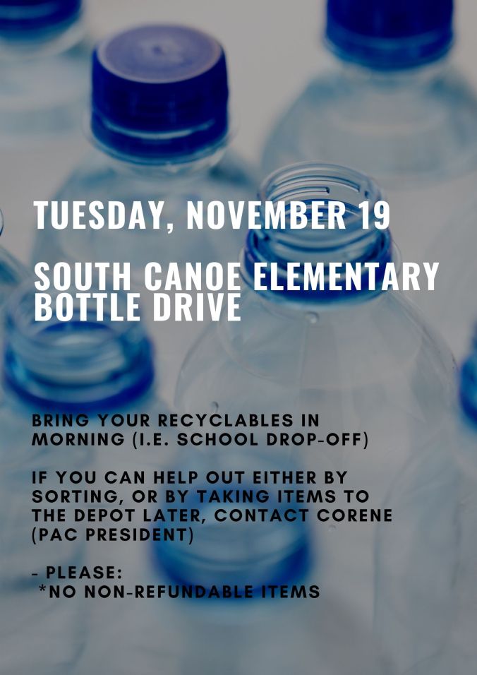 Bottle Drive Poster - Nov 2019 South Canoe